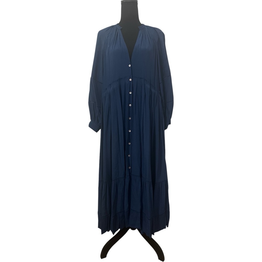 Hatch The Myra Maternity Dress Women's Size 1 Small Blue Lined Boho Prairie